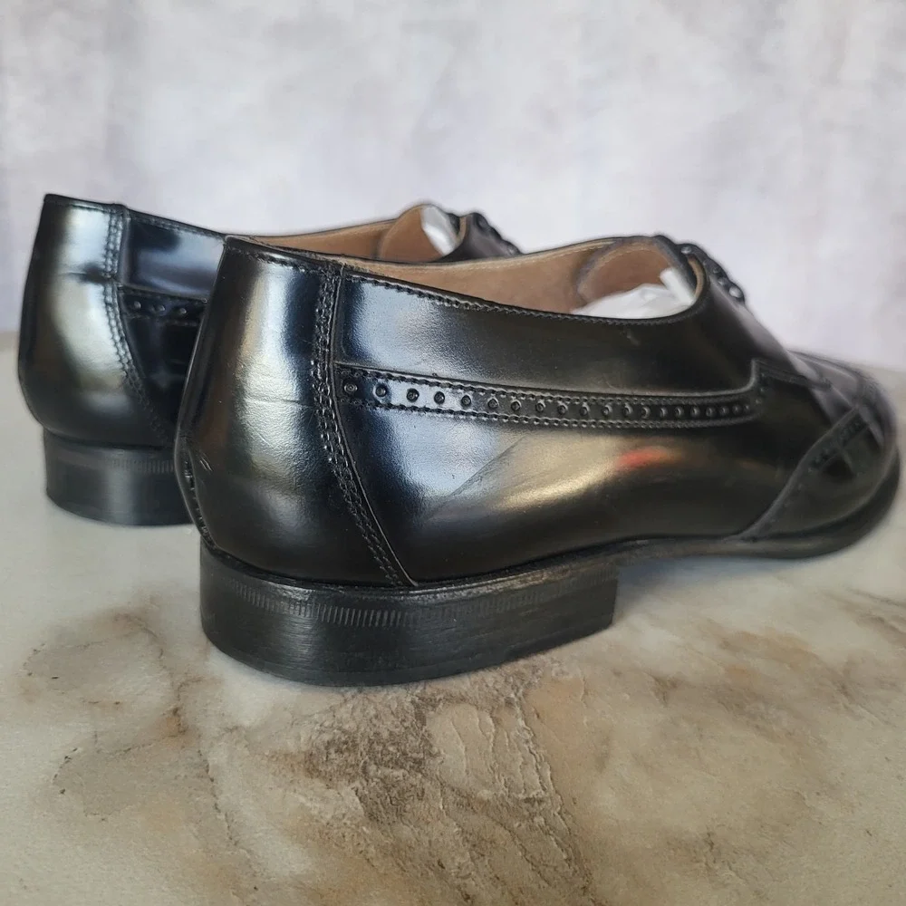 Johnston Murphy Italy Wingtip Oxfords Black Men's Size 8 M